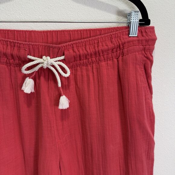 Old Navy Pants Womens Large Pink Gauzy Cotton Wide Leg Beachy Resort Summer Crop - Picture 6 of 15